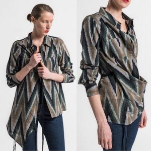 Nicholas K‎ Cotton Chevron Roux Shirt in Multicolor size M